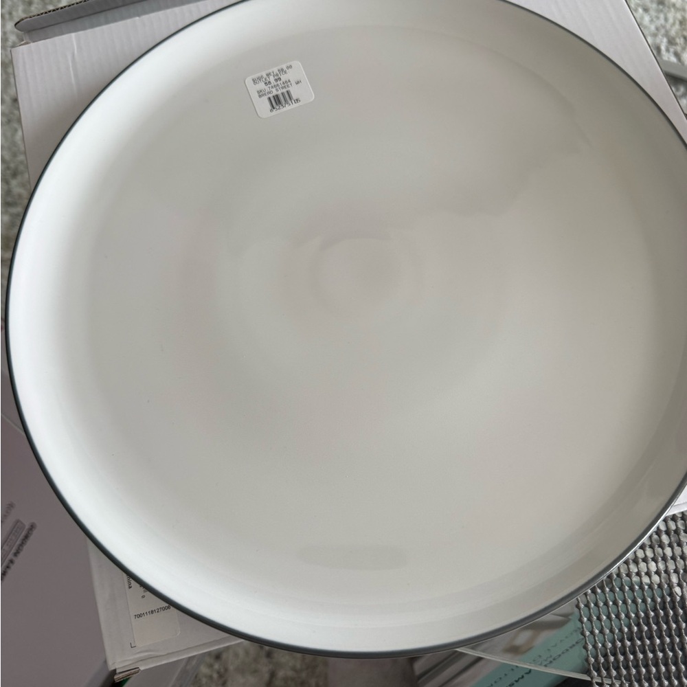 Classic White Ceramic serving Platter with Subtle Gray Rim